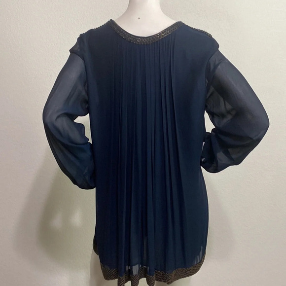 Anthro Rohit Gandhi + Rahul Khanna Mini Dress Embellished Scoop Neckline Navy L - Picture 6 of 8